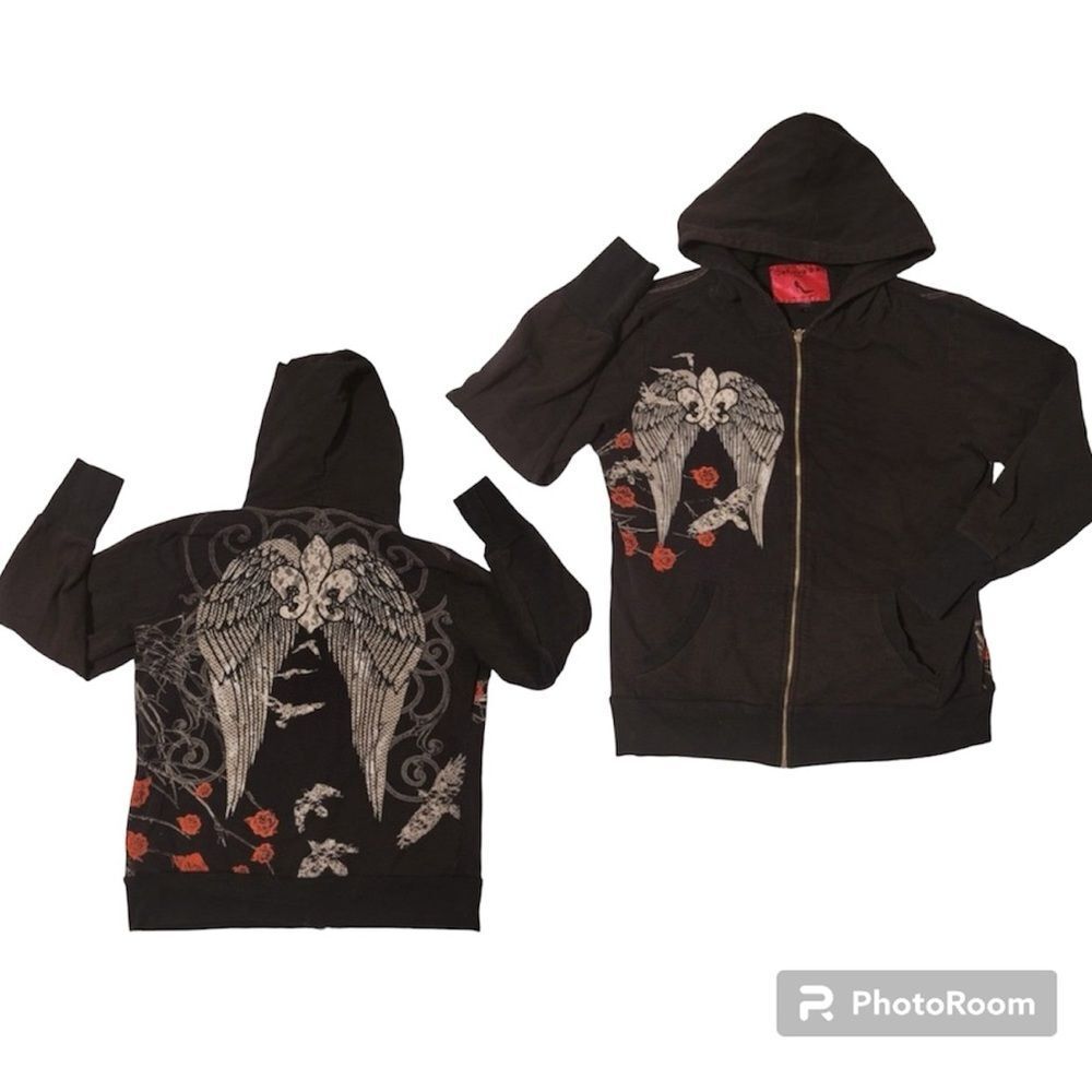 Vintage Torrid Born Famous Couture Hoodie
Sequin Wings Rose Black Size Large - Picture 2 of 9